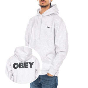 Obey Bold Hood Fleece Heather Grey - Felpa con Cappuccio Uomo Grigia 112842349 HEA OBEY 