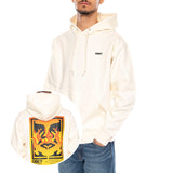 OBEY ICON STENCIL FLAME FLEECE - Felpa con Cappuccio Uomo Bianca  Uomo OBEY