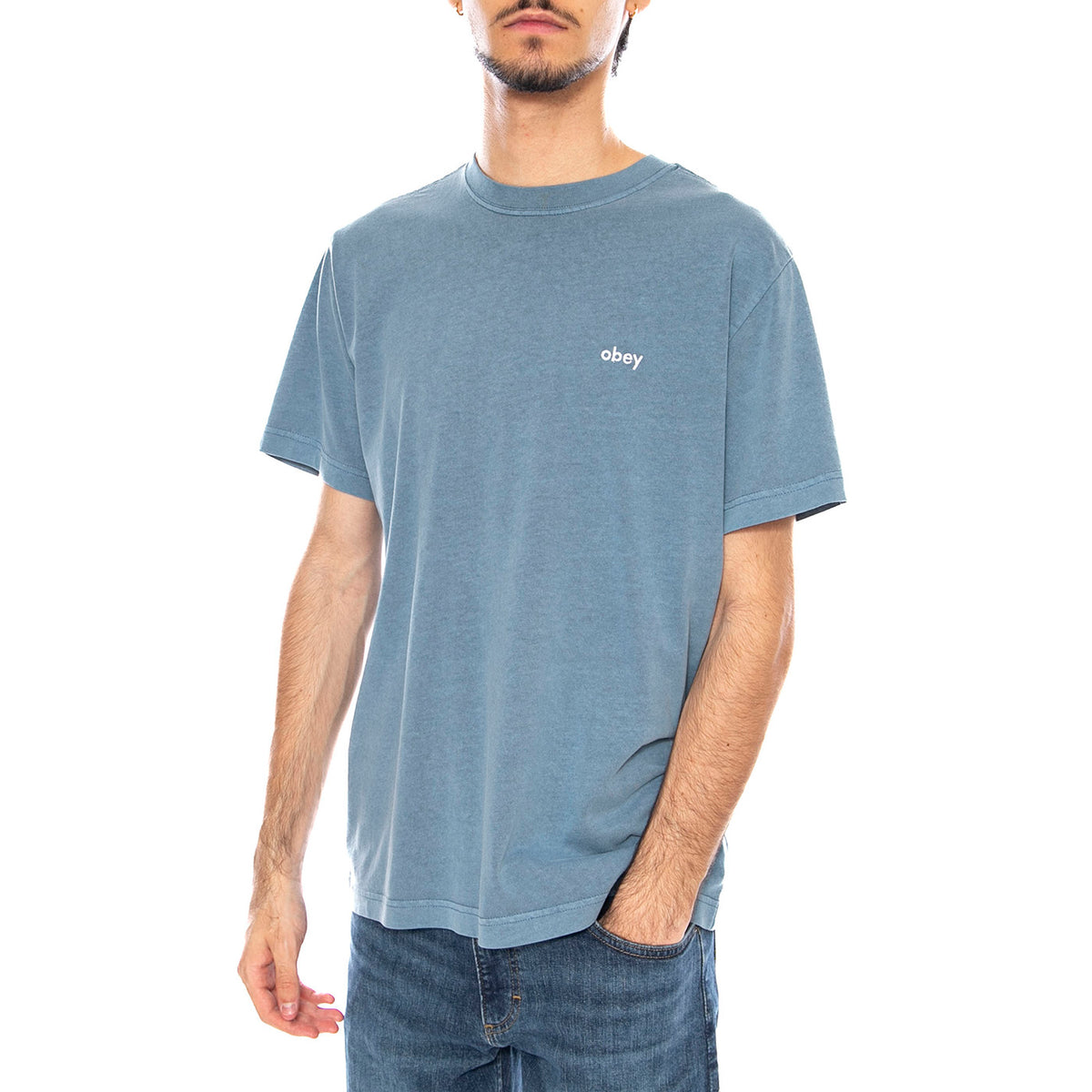 Lowercase Pigment Tee SS Pigment Coronet Blue - Maglietta Girocollo Uomo Blu 131080353 COE OBEY 