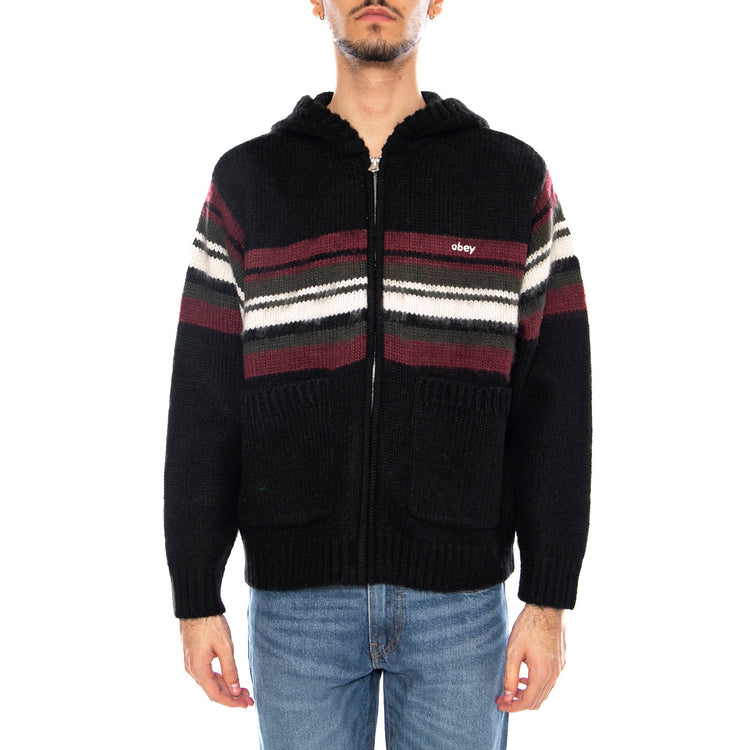 Myers Zip Up Hood Sweater Black / Multi -- Felpa con Cappuccio Uomo Nera / Multicolore 151000093 BKM OBEY 