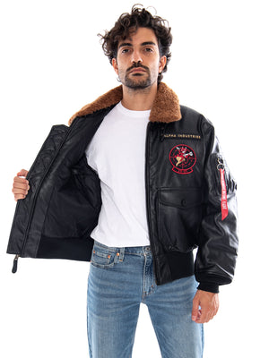 G-1 Devils Brigade Faux Leather Bomber Jacket - Giacca Uomo Nera 268133 03 ALPHA INDUSTRIES 