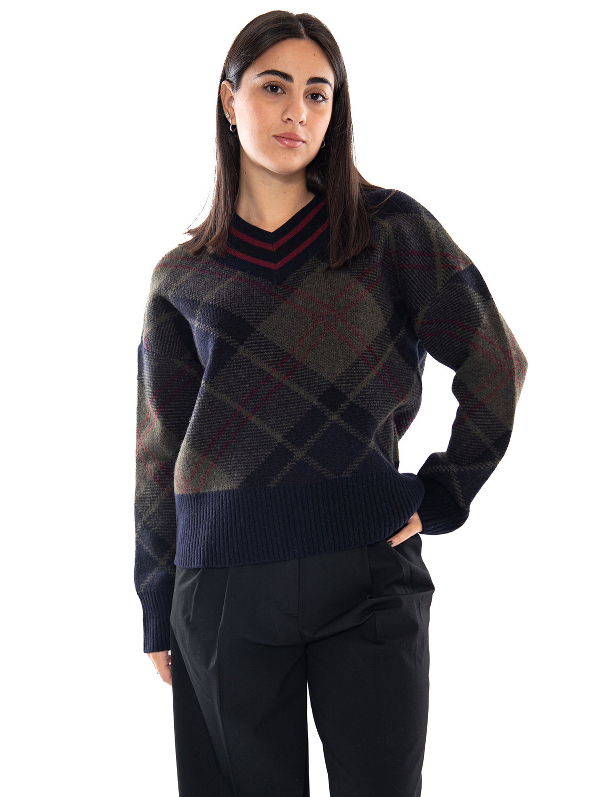 Barbour Shae Knitted Jumper Shadow Classic Tartan - Maglia Donna Scozzese 262MLKN1841 TN43 BARBOUR 