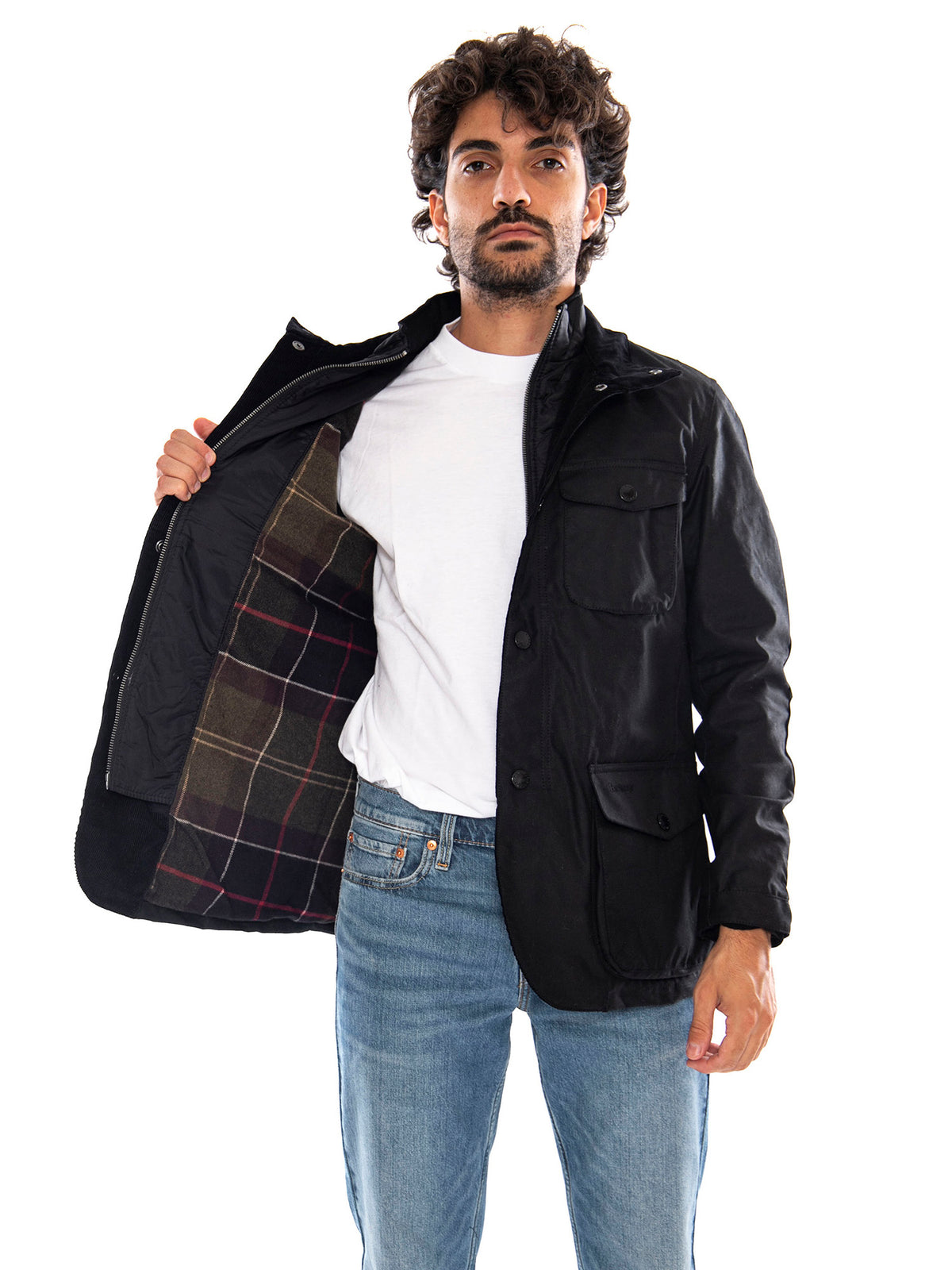 Ogston Wax Jacket Black / Classic - Giacca Uomo Nera<BR/><BR/> 262MMWX0700 BK11 BARBOUR 