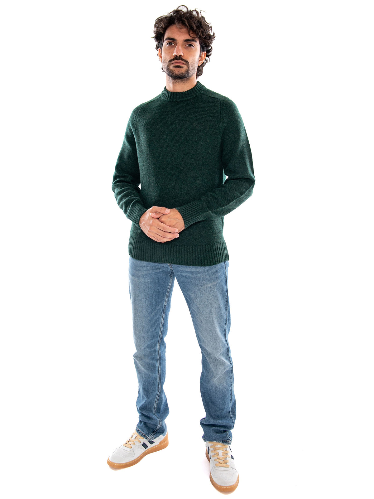 NEWTOWN CREW NECK SWEATER Sage - Maglione Girocollo Uomo Verde Salvia<BR/><BR/> MKN1773 GN13 BARBOUR 