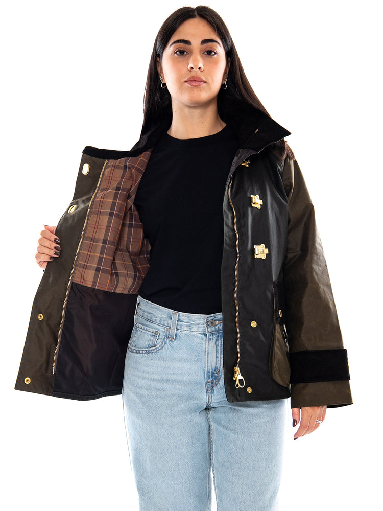 Barbour Hazelwood Wax Jacket Beech / Fern / Mixed Tartan - Giacca Donna Marrone e Verde MLWX1566 SN91 BARBOUR 