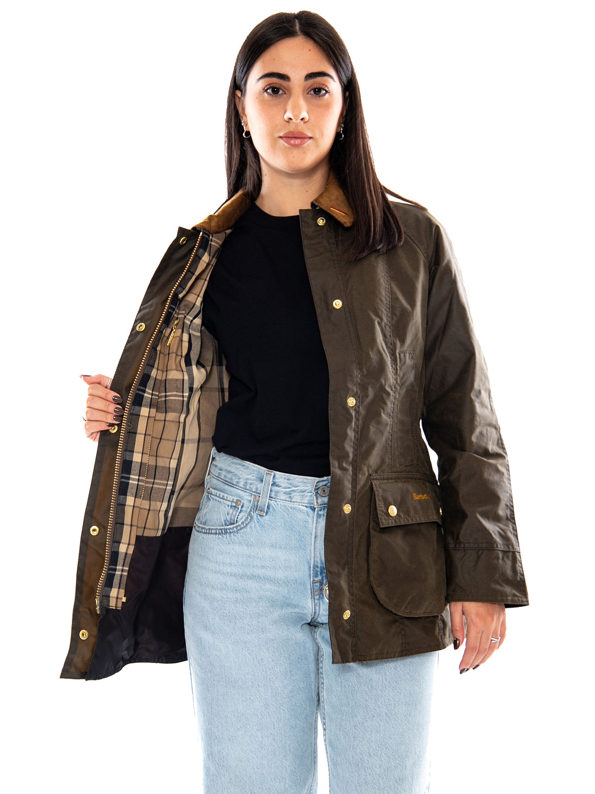 Barbour Icons Beadnell Wax Jacket Beech/Birchwood - Giacca Donna Beige<BR/><BR/> MLWX1596 SN91 BARBOUR 