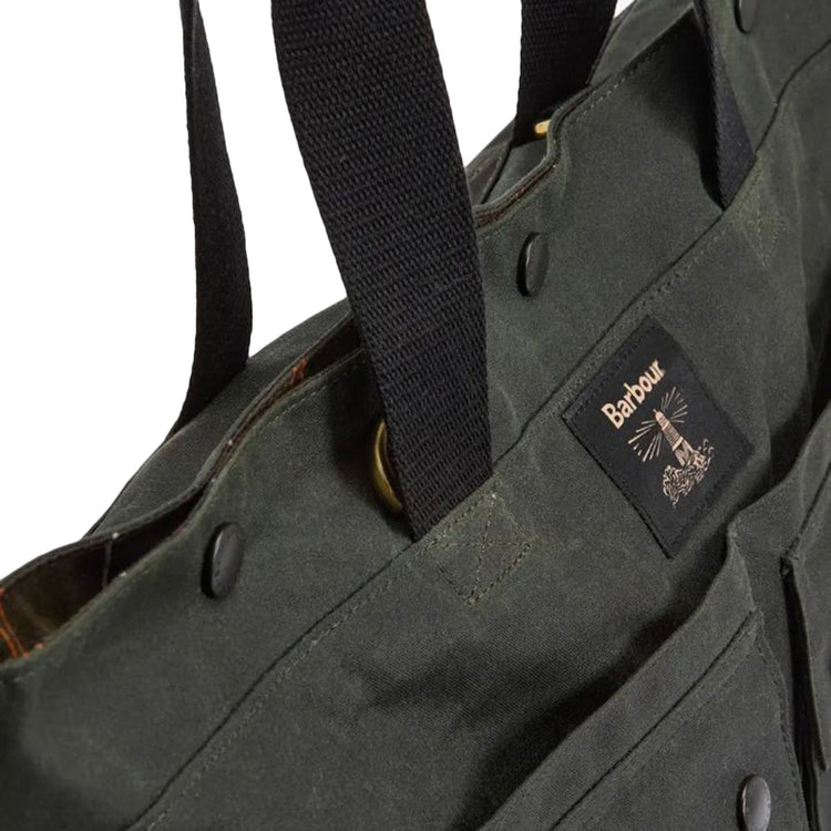 Barbour Field Wax Tote Bag Sage / Classic - Borsa a Tracolla Verde 262MUBA0750 SG91 BARBOUR 