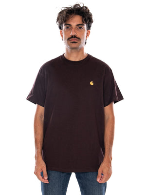 CARHARTT WIP S/S CHASE T-SHIRT PALISANDER / GOLD - Maglietta Girocollo Uomo Marrone I026391 3XEXX CARHARTT WIP 