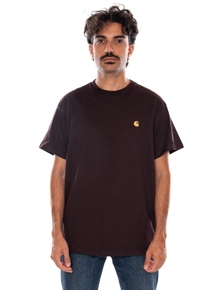 CARHARTT WIP S/S CHASE T-SHIRT PALISANDER / GOLD - Maglietta Girocollo Uomo Marrone I026391 3XEXX CARHARTT WIP 