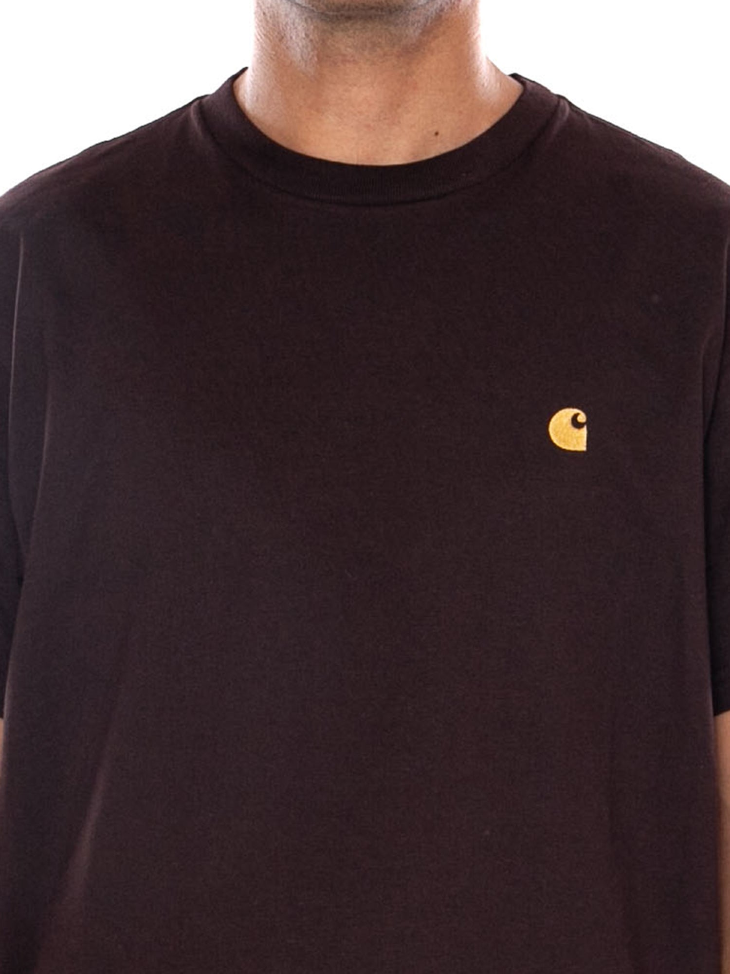 CARHARTT WIP S/S CHASE T-SHIRT PALISANDER / GOLD - Maglietta Girocollo Uomo Marrone I026391 3XEXX CARHARTT WIP 