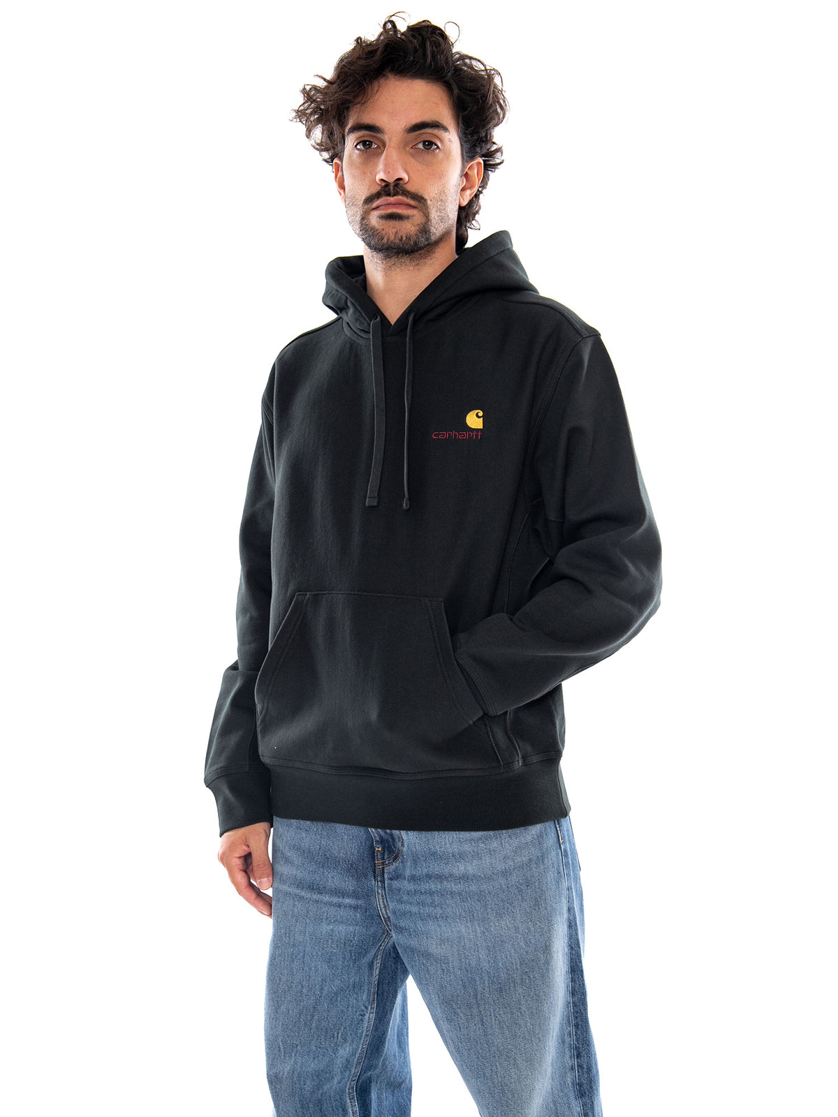 Hooded American Script Sweat Raven - Felpa con Cappuccio Uomo Verde I028279 3T6XX CARHARTT WIP 