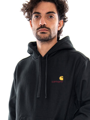 Hooded American Script Sweat Raven - Felpa con Cappuccio Uomo Verde I028279 3T6XX CARHARTT WIP 