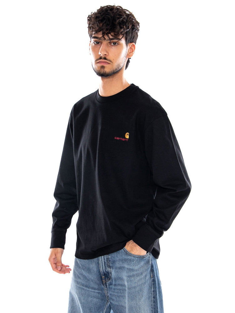 L/S AMERICAN SCRIPT T-SHIRT BLACK - Maglietta Girocollo Maniche Lunghe Uomo Nera I029955 89XX CARHARTT WIP 