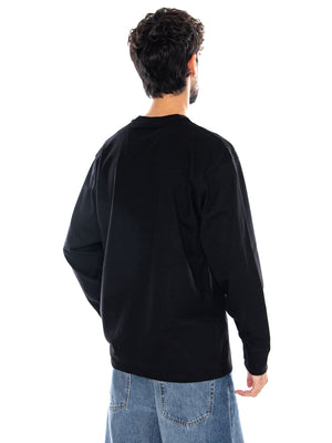 L/S AMERICAN SCRIPT T-SHIRT BLACK - Maglietta Girocollo Maniche Lunghe Uomo Nera I029955 89XX CARHARTT WIP 