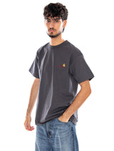 S/S AMERICAN SCRIPT T-SHIRT GRAPHITE - Herren-T-Shirt mit Rundhalsausschnitt in Grau Herren CARHARTT WIP