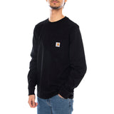 L/S POCKET T-SHIRT BLACK - Maglietta Girocollo Maniche Lunghe Uomo Nera  Uomo CARHARTT WIP