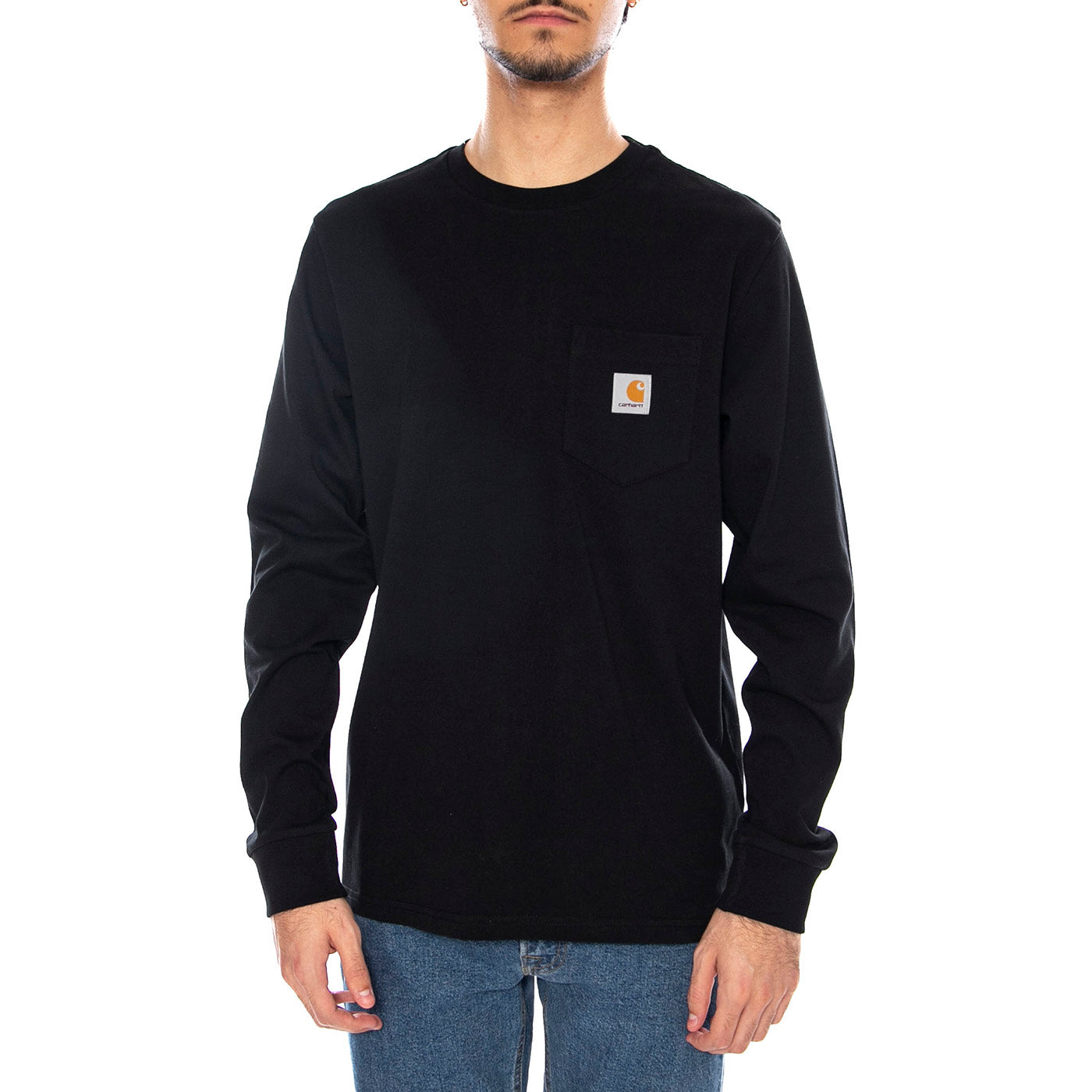 L/S POCKET T-SHIRT BLACK - Maglietta Girocollo Maniche Lunghe Uomo Nera I030437 89XX CARHARTT WIP 