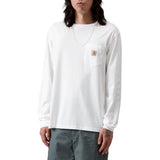 L/S POCKET T-SHIRT WHITE - Maglietta Girocollo Maniche Lunghe Uomo Bianca  Uomo CARHARTT WIP
