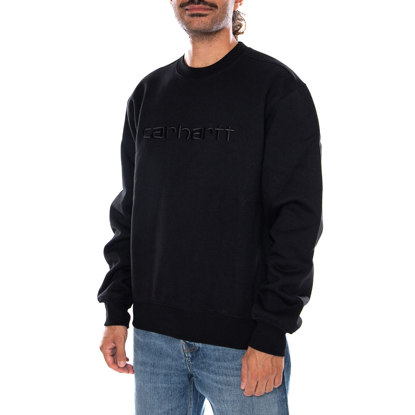 CARHARTT SWEAT BLACK / BLACK - Felpa Girocollo Uomo Nera I030546 00EXX CARHARTT WIP 