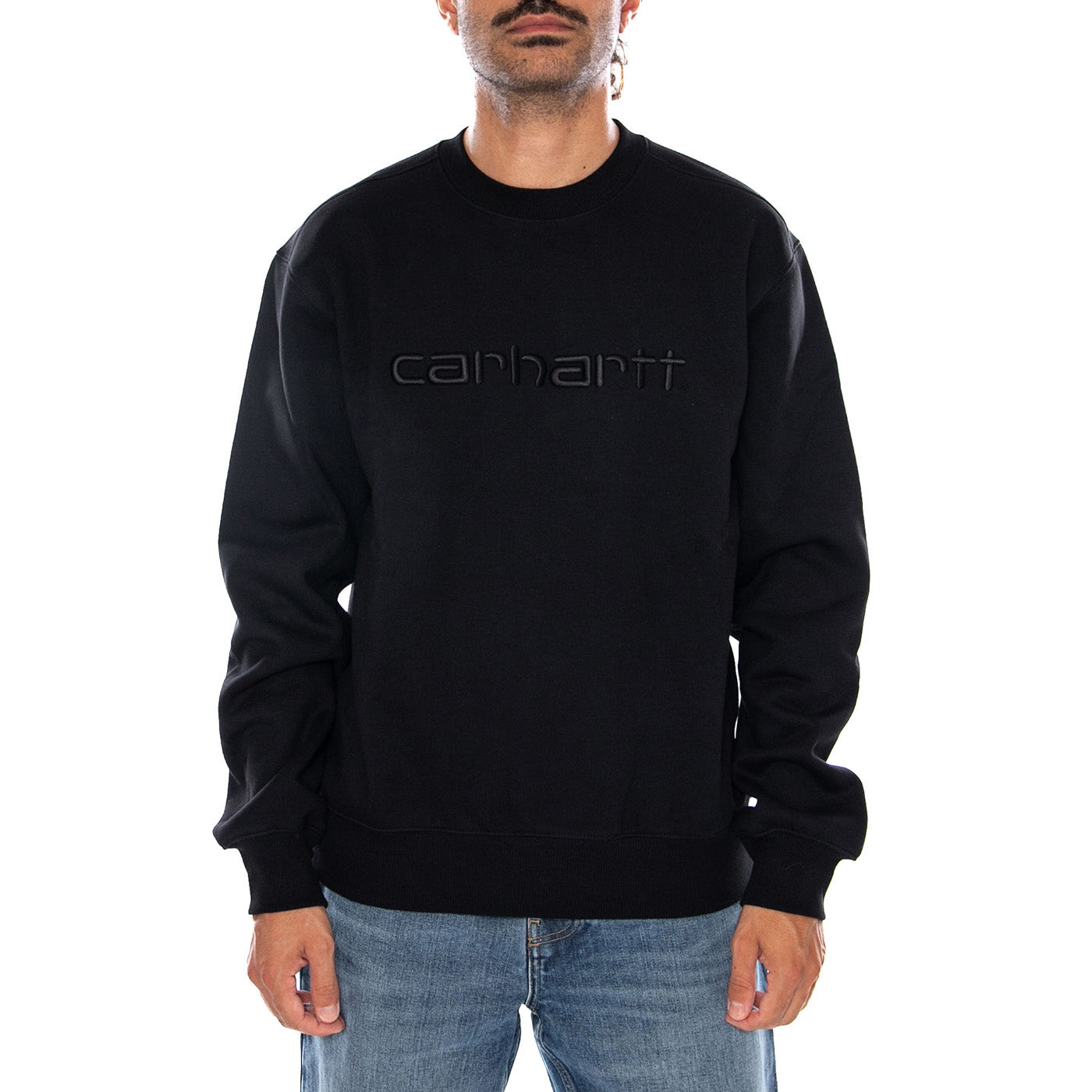 CARHARTT SWEAT BLACK / BLACK - Felpa Girocollo Uomo Nera I030546 00EXX CARHARTT WIP 