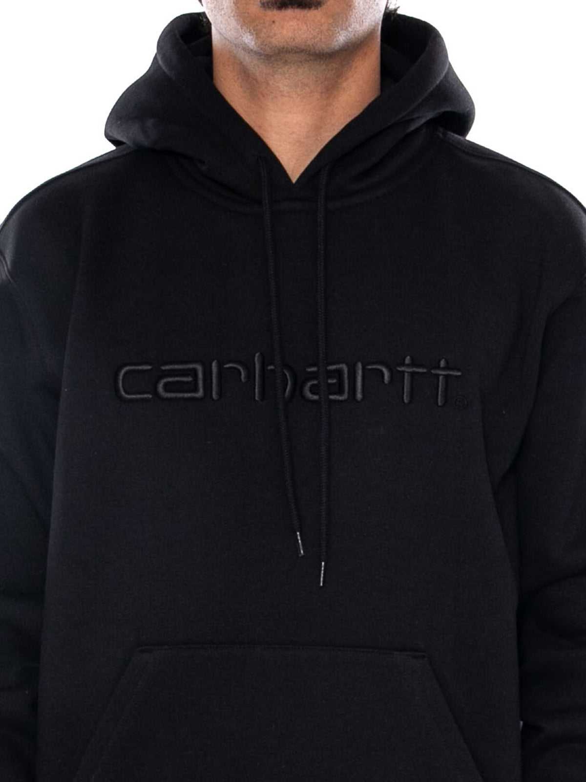 CARHARTT WIP HOODED CARHARTT SWEAT BLACK / BLACK - Felpa con Cappuccio Uomo Nera I030547 00EXX CARHARTT WIP 