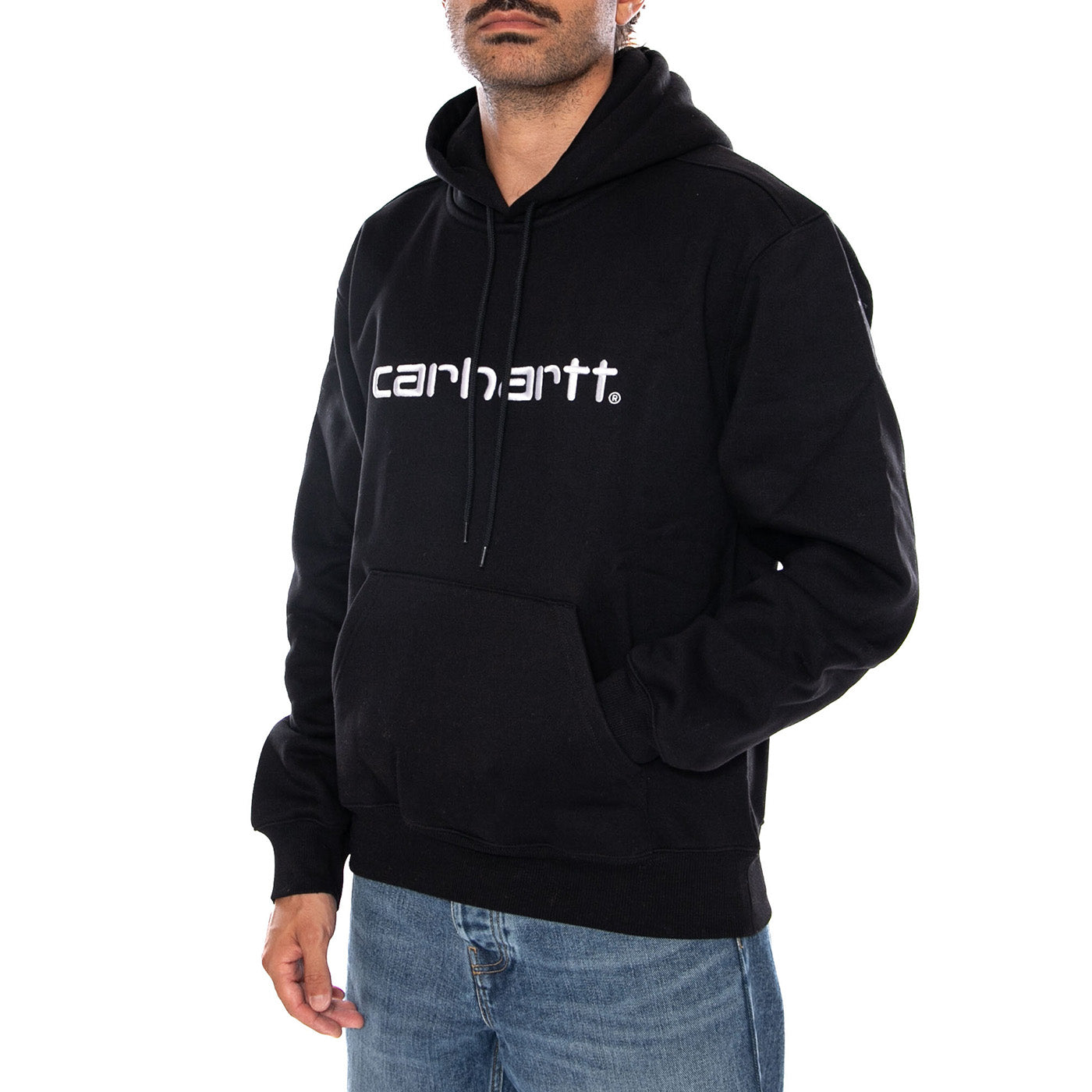HOODED CARHARTT SWEAT BLACK - Felpa con Cappuccio Uomo Nera I030547 0D2XX CARHARTT WIP 