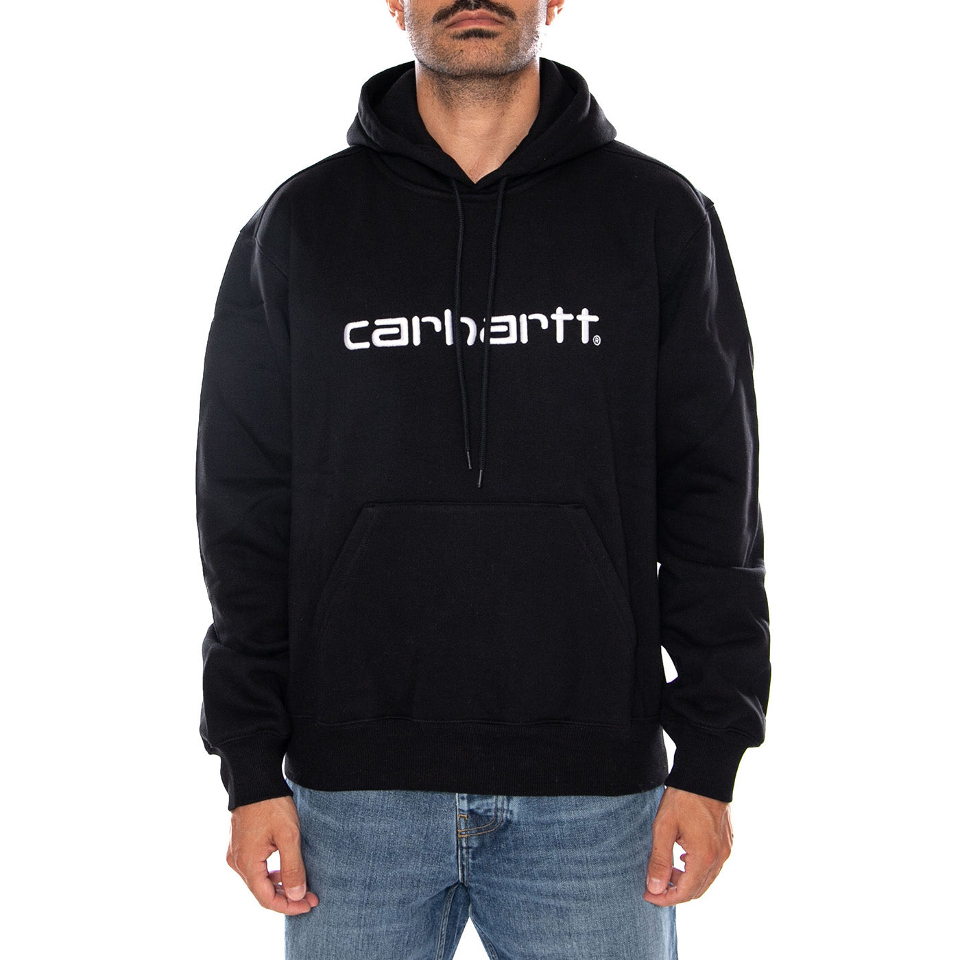 HOODED CARHARTT SWEAT BLACK - Felpa con Cappuccio Uomo Nera I030547 0D2XX CARHARTT WIP 