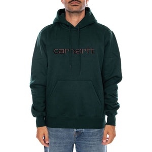 HOODED CARHARTT SWEAT DARK SCARAB / PALISANDER - Felpa con Cappuccio Uomo Nera I030547 3YZXX CARHARTT WIP 