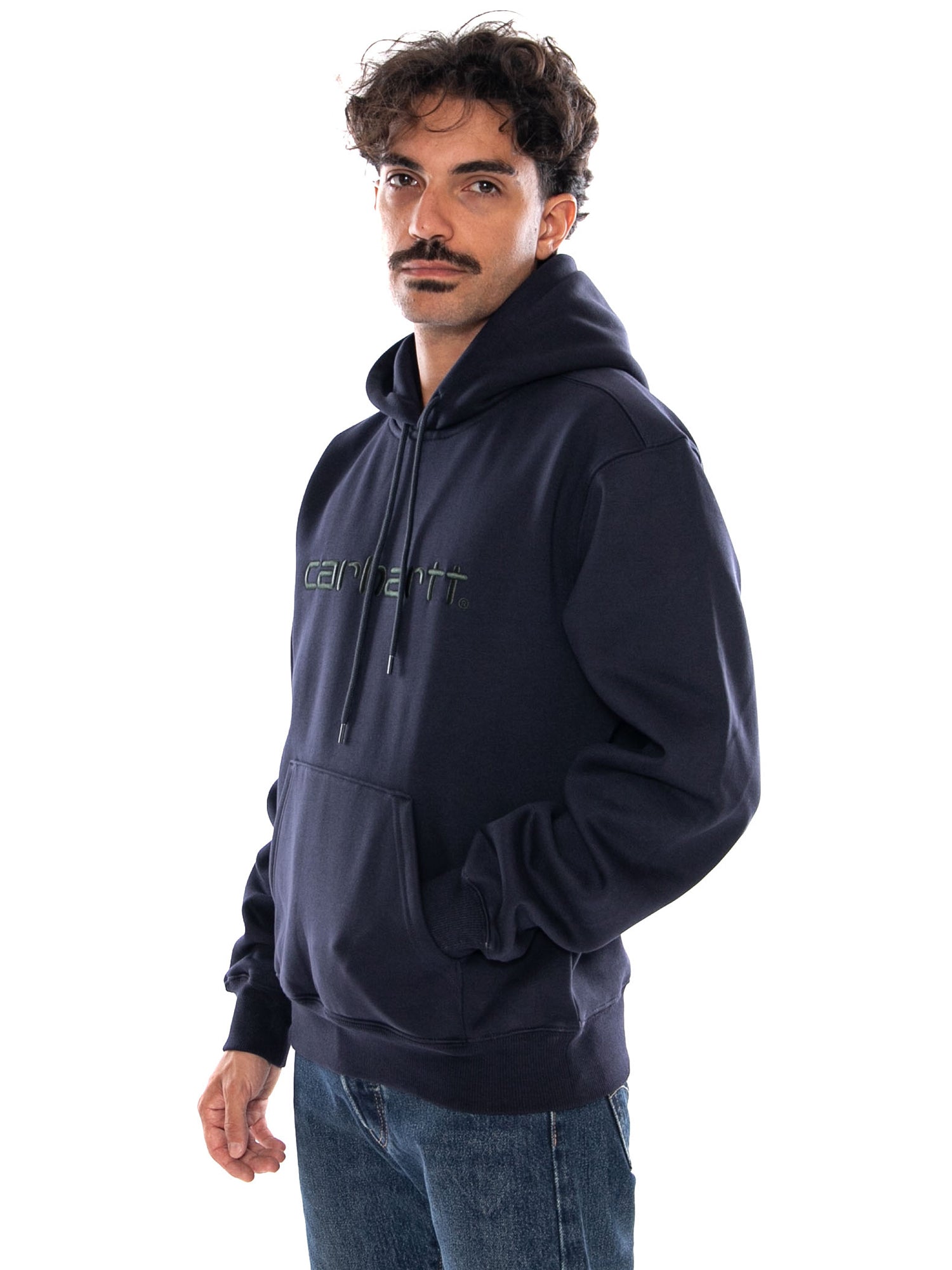 CARHARTT WIP HOODED CARHARTT SWEAT DARK NAVY / DARK SCARAB - Felpa con Cappuccio Uomo Blu Scuro I030547 3Z0XX CARHARTT WIP 