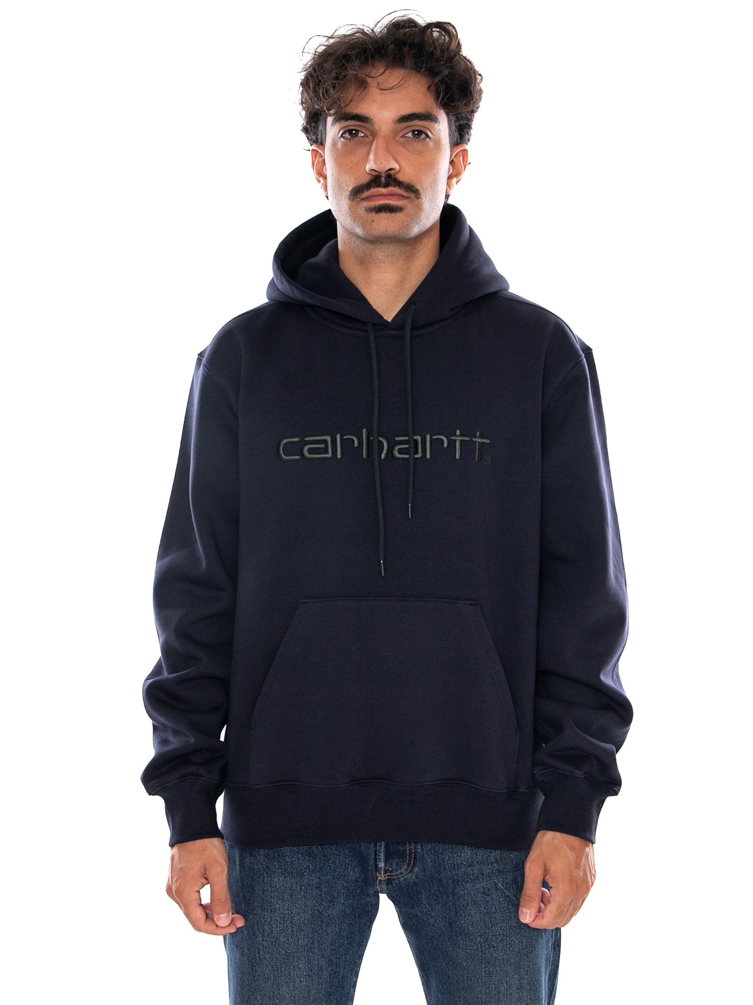 CARHARTT WIP HOODED CARHARTT SWEAT DARK NAVY / DARK SCARAB - Felpa con Cappuccio Uomo Blu Scuro I030547 3Z0XX CARHARTT WIP 