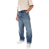 SINGLE KNEE PANT BLUE MARBLE USED WASH - Denim Jeans Herrenhose Blau CARHARTT WIP