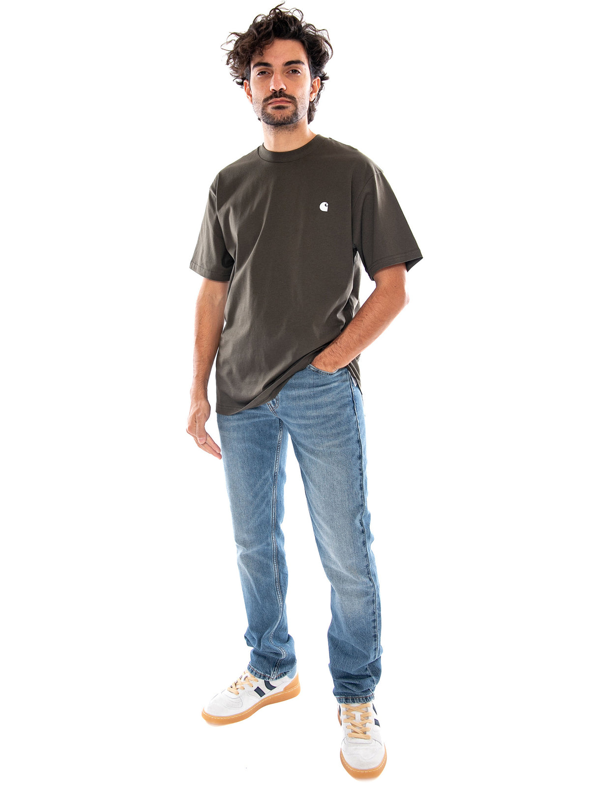 S/S Madison T-Shirt Cypress / White - Maglietta Girocollo Uomo Verde I033000 00XXX CARHARTT WIP 
