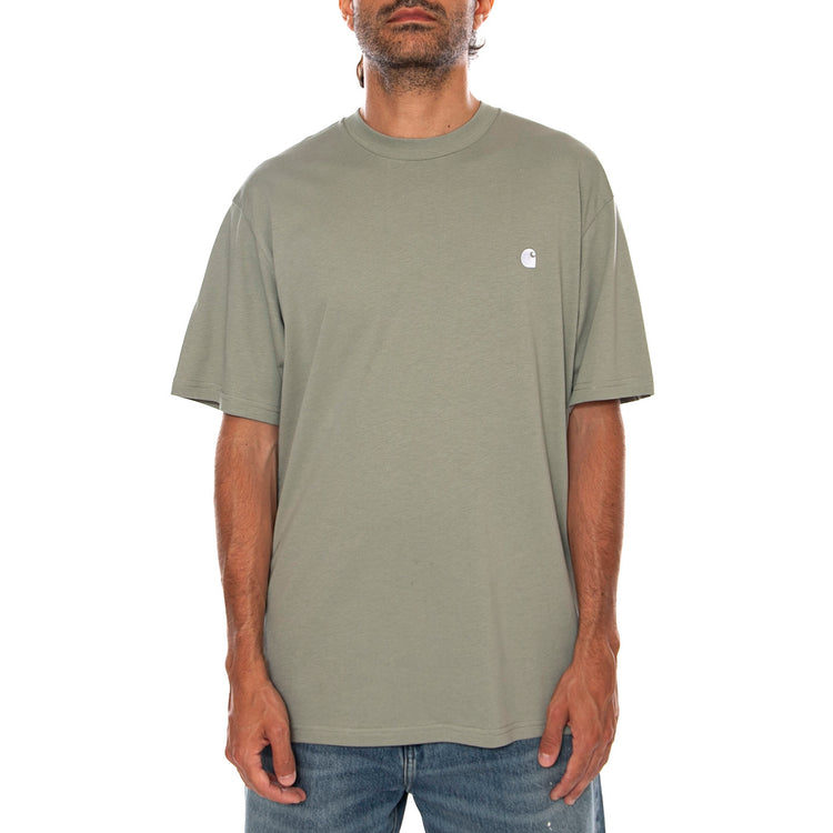 S/S MADISON T-SHIRT SHADY GREEN / WHITE - Maglietta Girocollo Uomo Verde I033000 3S3XX CARHARTT WIP 