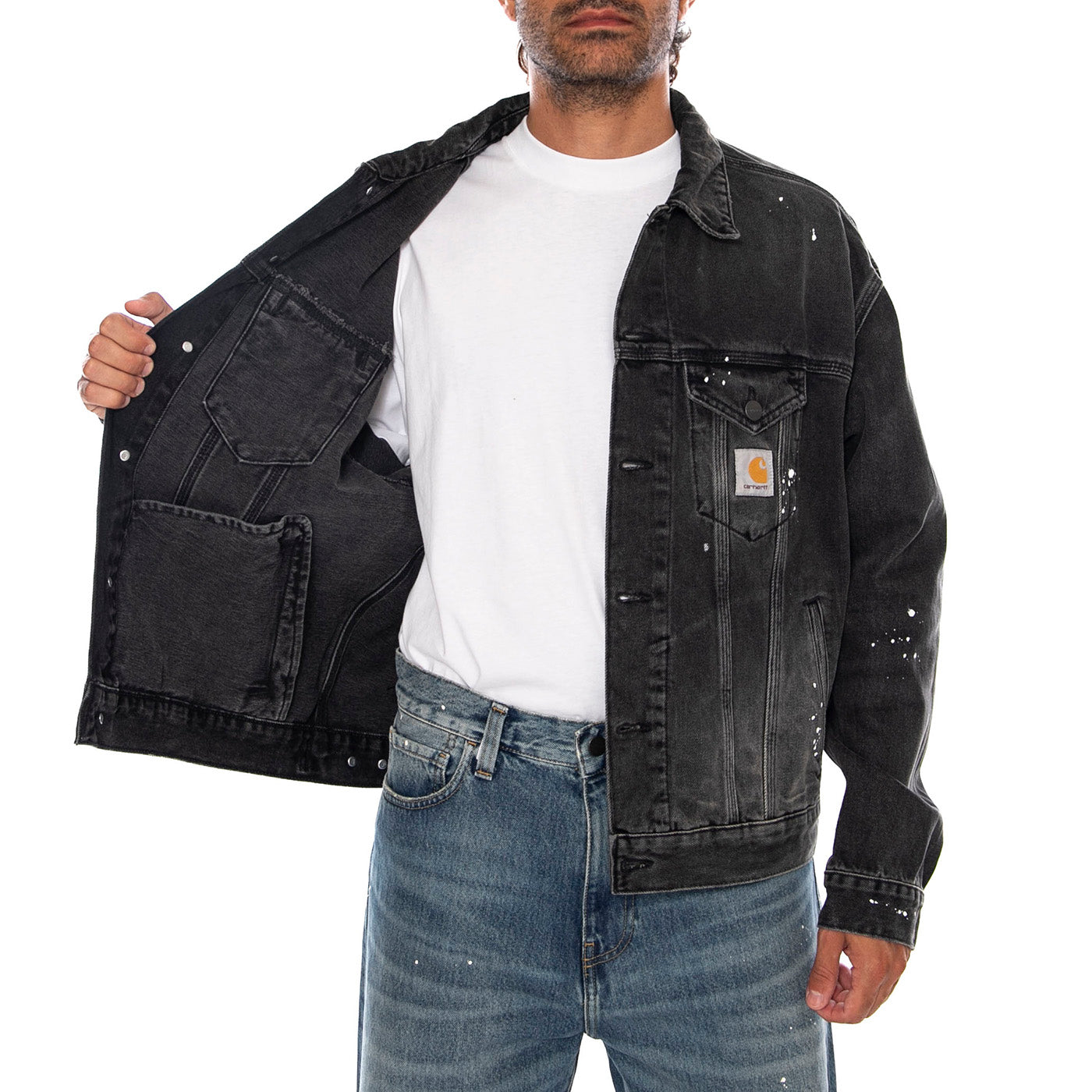 HELSTON JACKET BLACK - Giacca Denim Jeans Uomo Nera I033352 89EJ CARHARTT WIP 