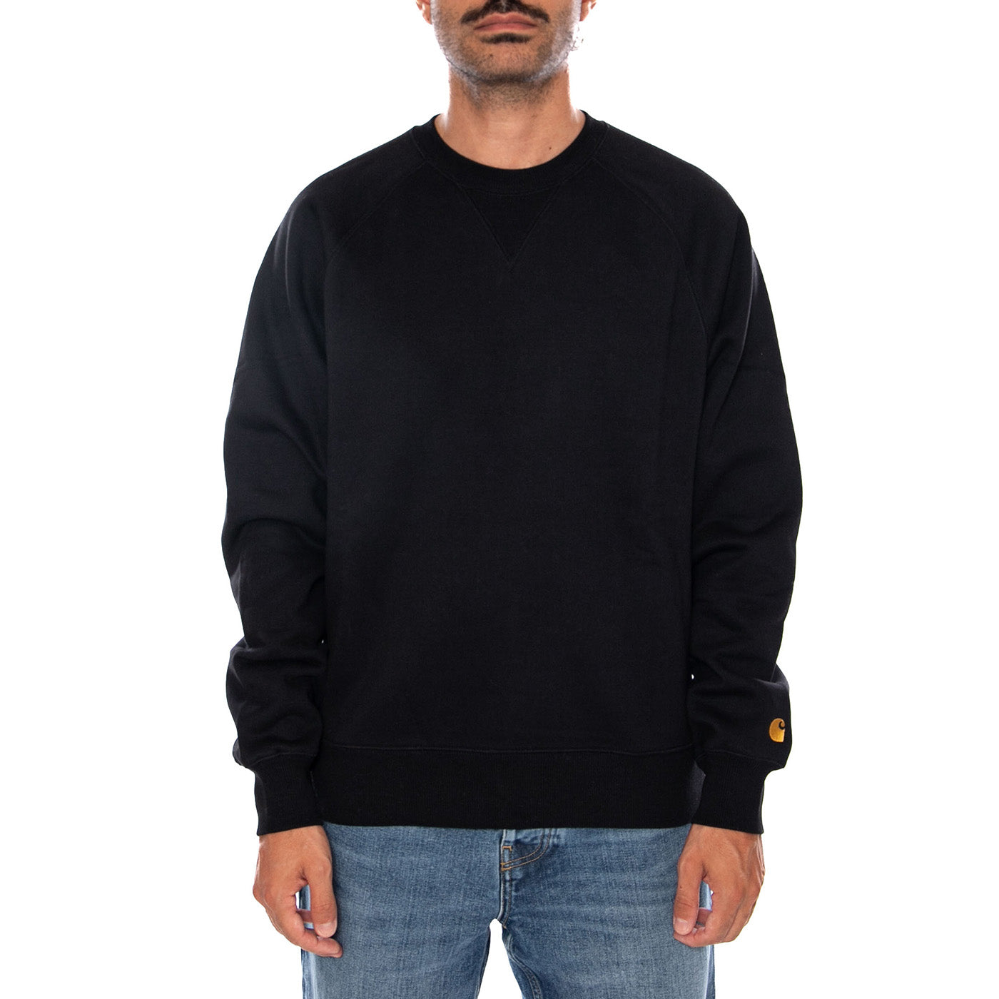 CHASE SWEAT BLACK / GOLD - Felpa Girocollo Uomo Nera I033660 00FXX CARHARTT WIP 