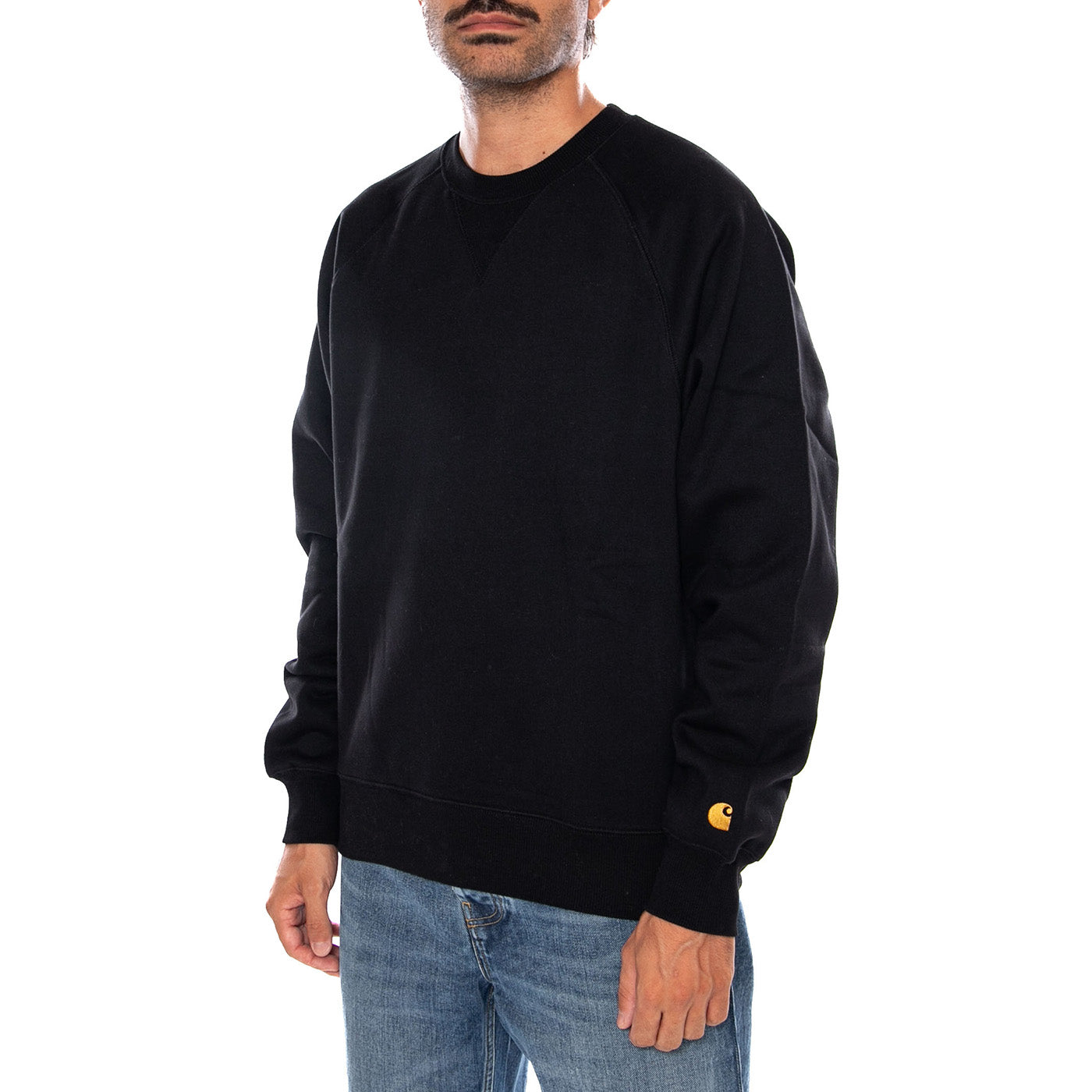 CHASE SWEAT BLACK / GOLD - Felpa Girocollo Uomo Nera I033660 00FXX CARHARTT WIP 