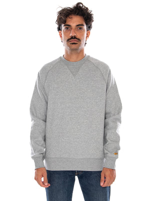CARHARTT WIP CHASE SWEAT GREY HEATHER / GOLD - Felpa Girocollo Uomo Grigia I033660 00MXX CARHARTT WIP 