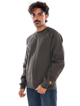 CARHARTT WIP CHASE SWEAT SHUNGITE / GOLD - Felpa Girocollo Uomo Grigia  Uomo CARHARTT WIP