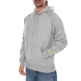 HOODED CHASE SWEAT GREY HEATHER / GOLD - Felpa con Cappuccio Uomo Grigia  Uomo CARHARTT WIP