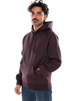CARHARTT WIP HOODED CHASE SWEAT PALISANDER / GOLD - Felpa con Cappuccio Uomo Marrone I033661 3XEXX CARHARTT WIP 