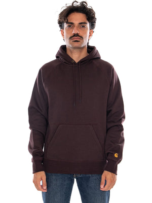 CARHARTT WIP HOODED CHASE SWEAT PALISANDER / GOLD - Felpa con Cappuccio Uomo Marrone I033661 3XEXX CARHARTT WIP 