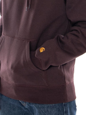 CARHARTT WIP HOODED CHASE SWEAT PALISANDER / GOLD - Felpa con Cappuccio Uomo Marrone I033661 3XEXX CARHARTT WIP 