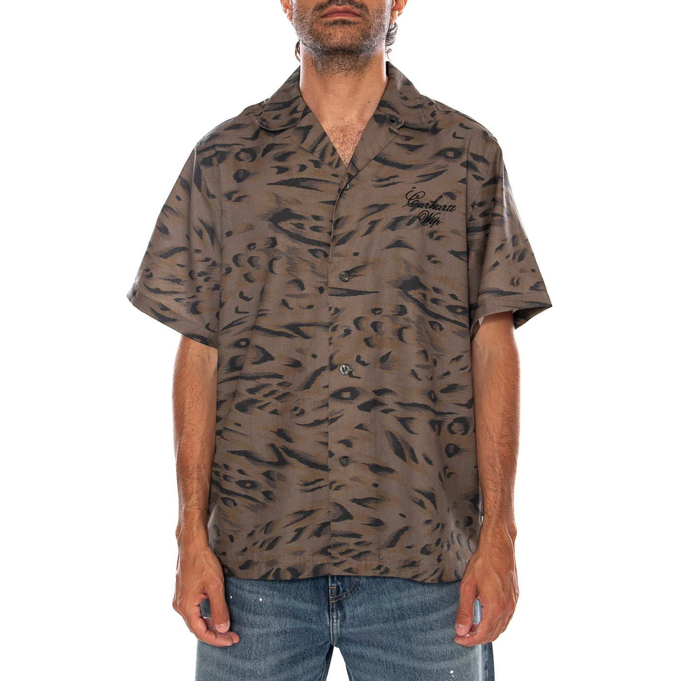 S/S TRAVON SHIRT CYPRESS / BLACK - Camicia Maniche Corte Uomo Multicolore I036808 3TDXX CARHARTT WIP 