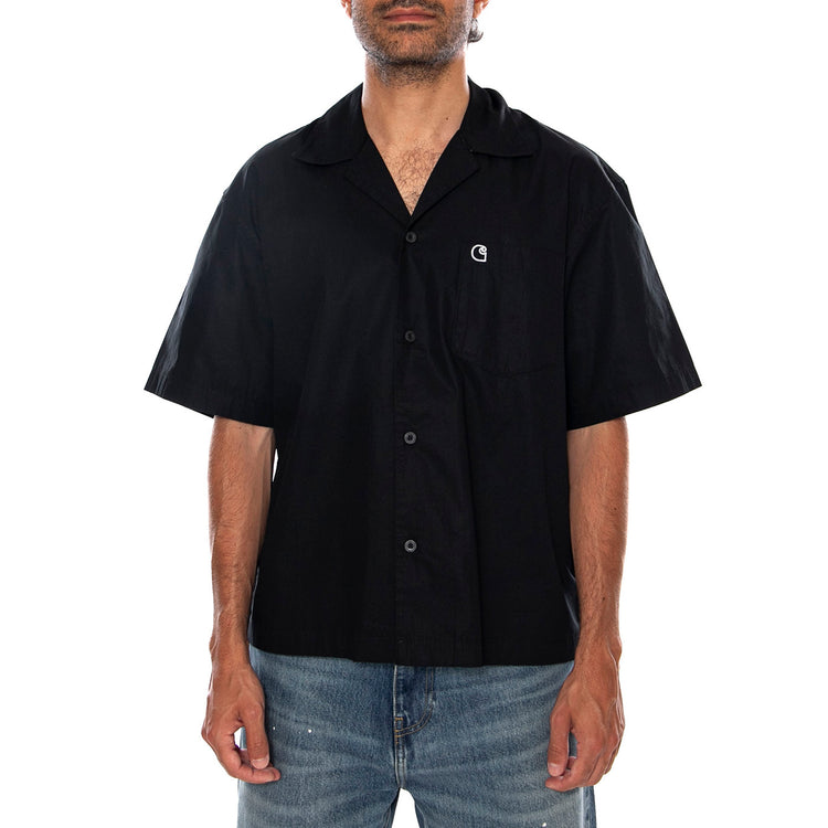 S/S KENDRY SHIRT BLACK / WHITE - Camicia Maniche Corte Uomo Nera I036809 0D2XX CARHARTT WIP 