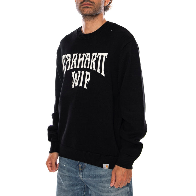 DECK SWEATER BLACK / WHITE - Maglione Girocollo Uomo Nera I036847 K02XX CARHARTT WIP 