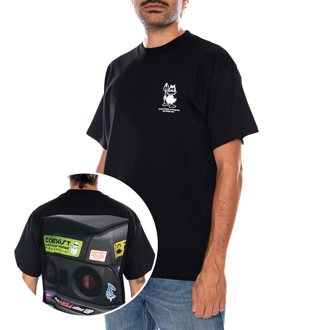 S/S BUMPER CAR T-SHIRT BLACK - Maglietta Girocollo Uomo Nera I036888 89XX CARHARTT WIP 