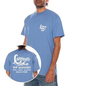 S/S WAVES T-SHIRT CURAÇAO - Maglietta Girocollo Uomo Blu I036889 3RCXX CARHARTT WIP 