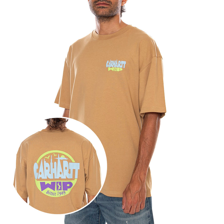 S/S LUGGAGE LABEL T-SHIRT DUSTY H BROWN - Maglietta Girocollo Uomo Marrone I036892 07EXX CARHARTT WIP 