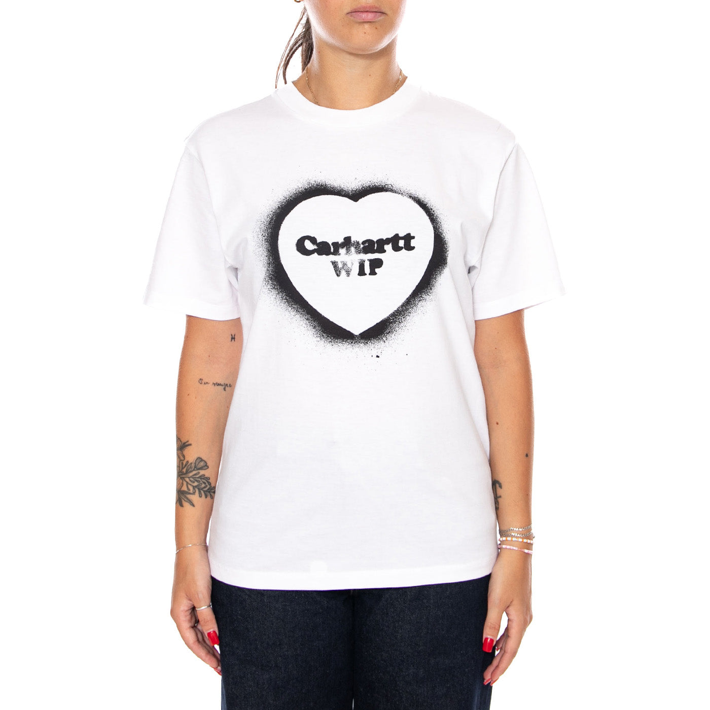 W' S/S SPRAY HEART T-SHIRT WHITE - Maglietta Girocollo Donna Bianca I036907 02XX CARHARTT WIP 