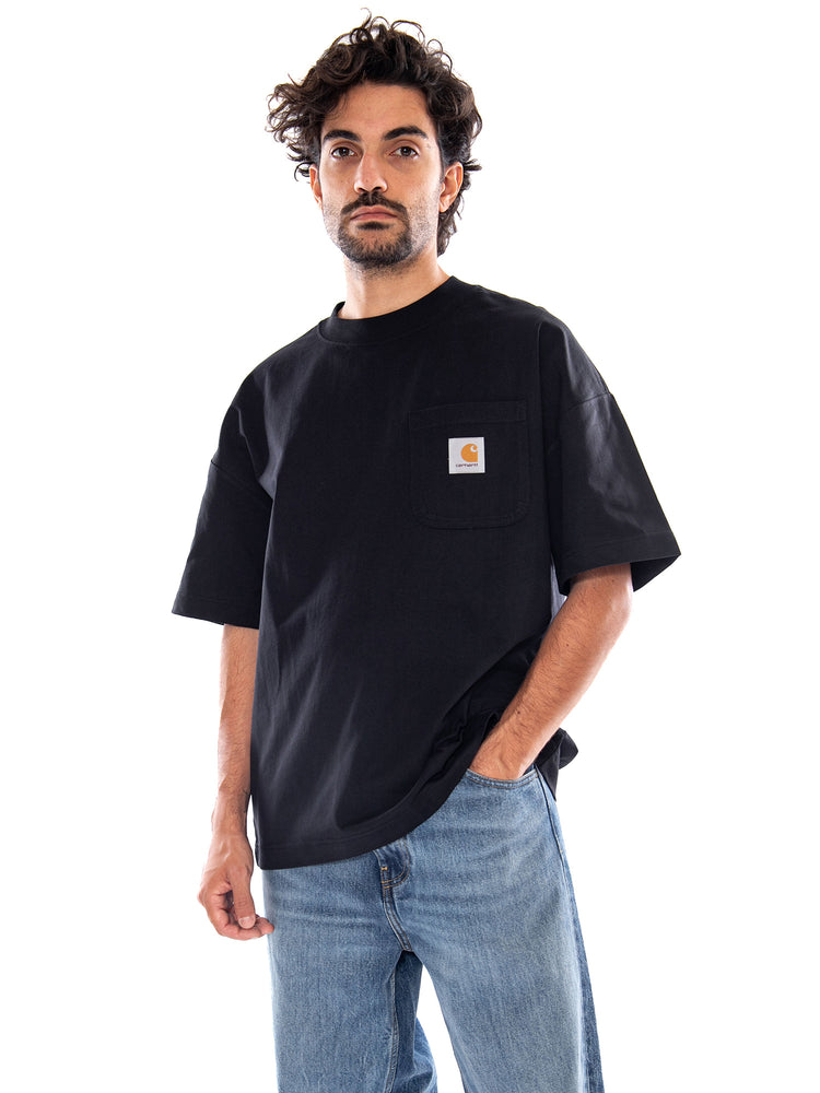 S/S WORK POCKET T-SHIRT BLACK - Maglietta Girocollo Uomo Nera I037015 89XX CARHARTT WIP 